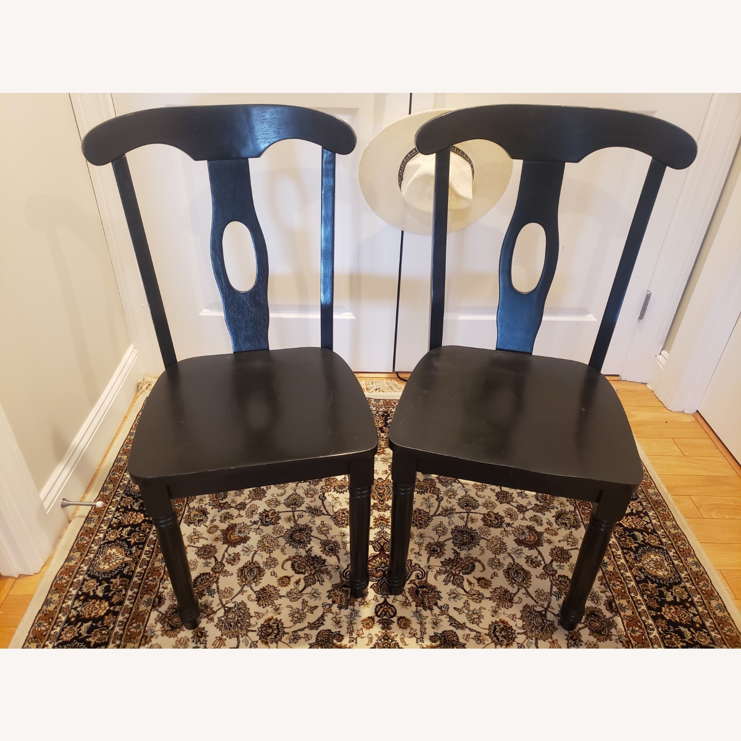 Vintage/Antique Black Wood Dining Chairs - image-1