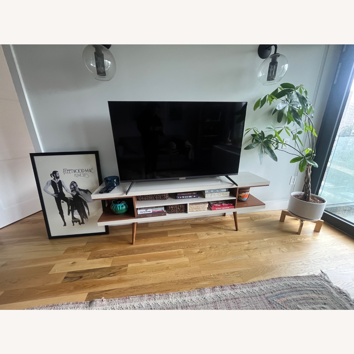 White Media Console Midcentury - image-2