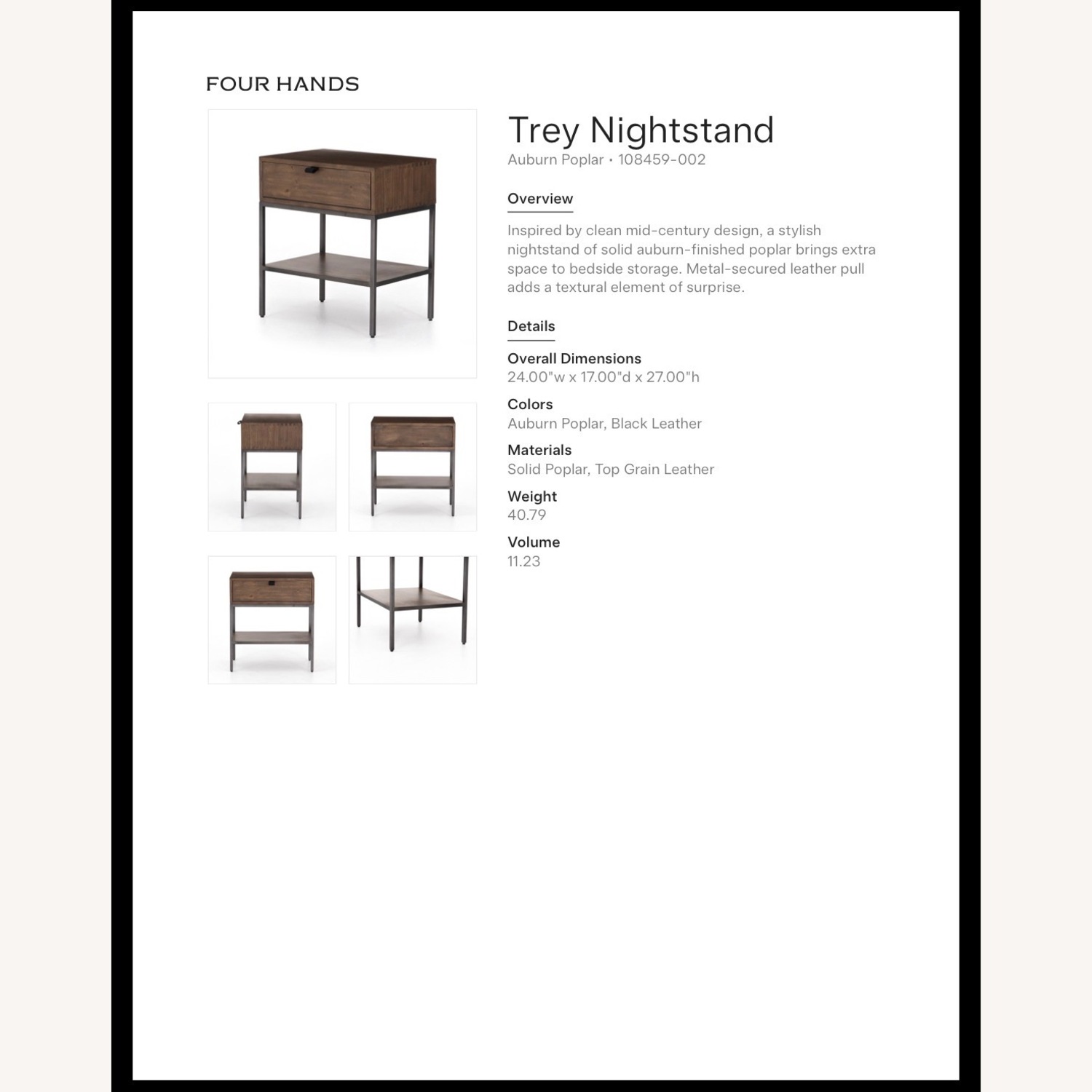 Four Hands Trey Nightstand in Auburn Poplar - image-4
