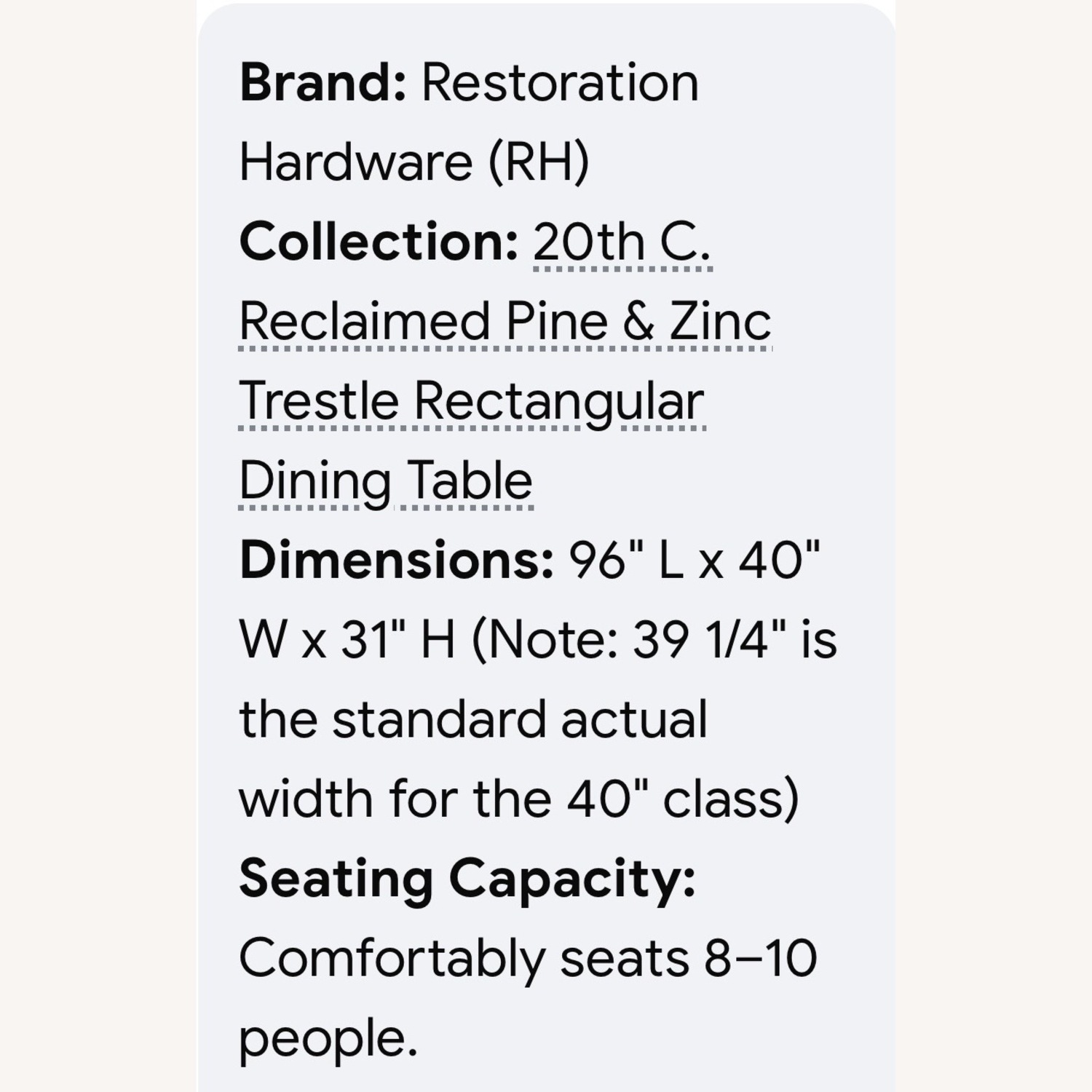 Restoration Hardware 20th C. Reclaimed Pine & Zinc Trestle Table - image-10