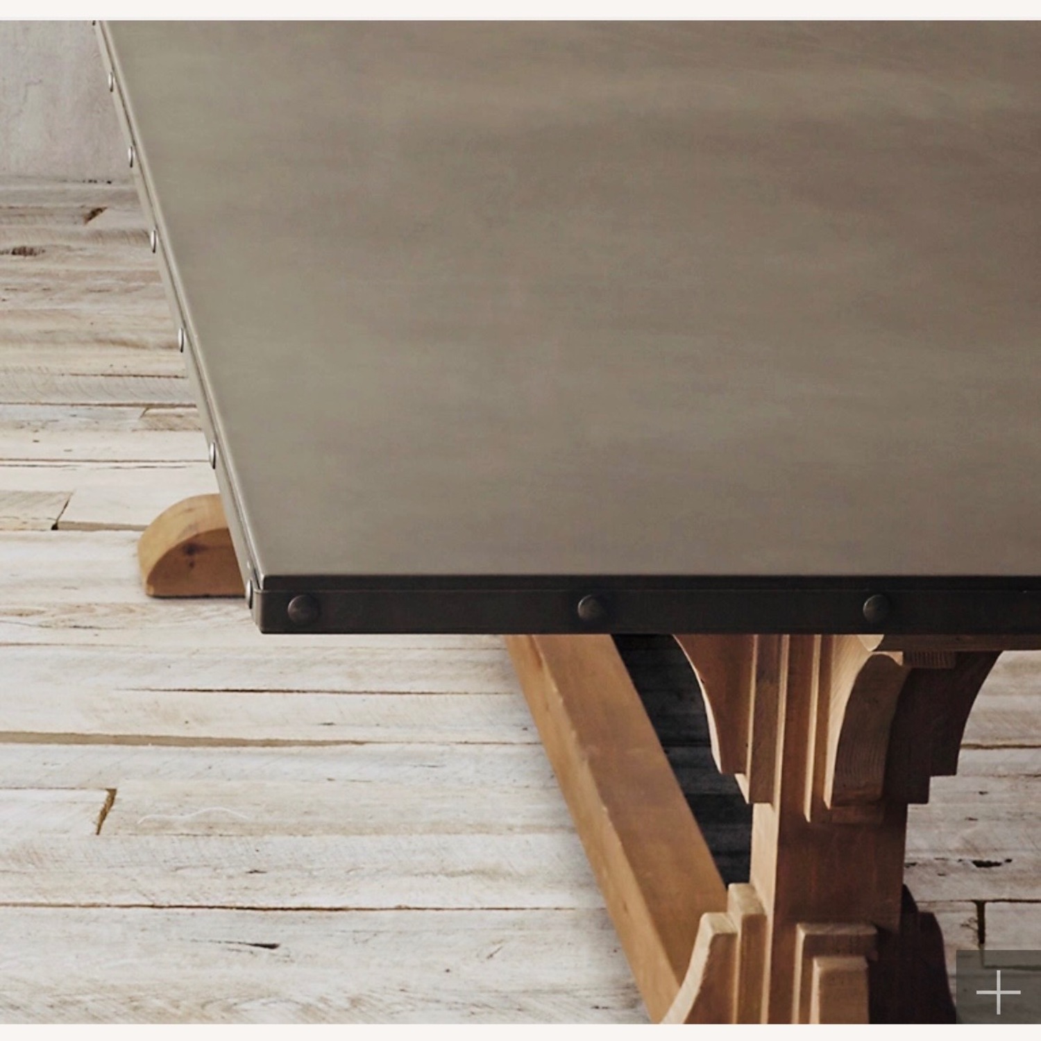 Restoration Hardware 20th C. Reclaimed Pine & Zinc Trestle Table - image-5