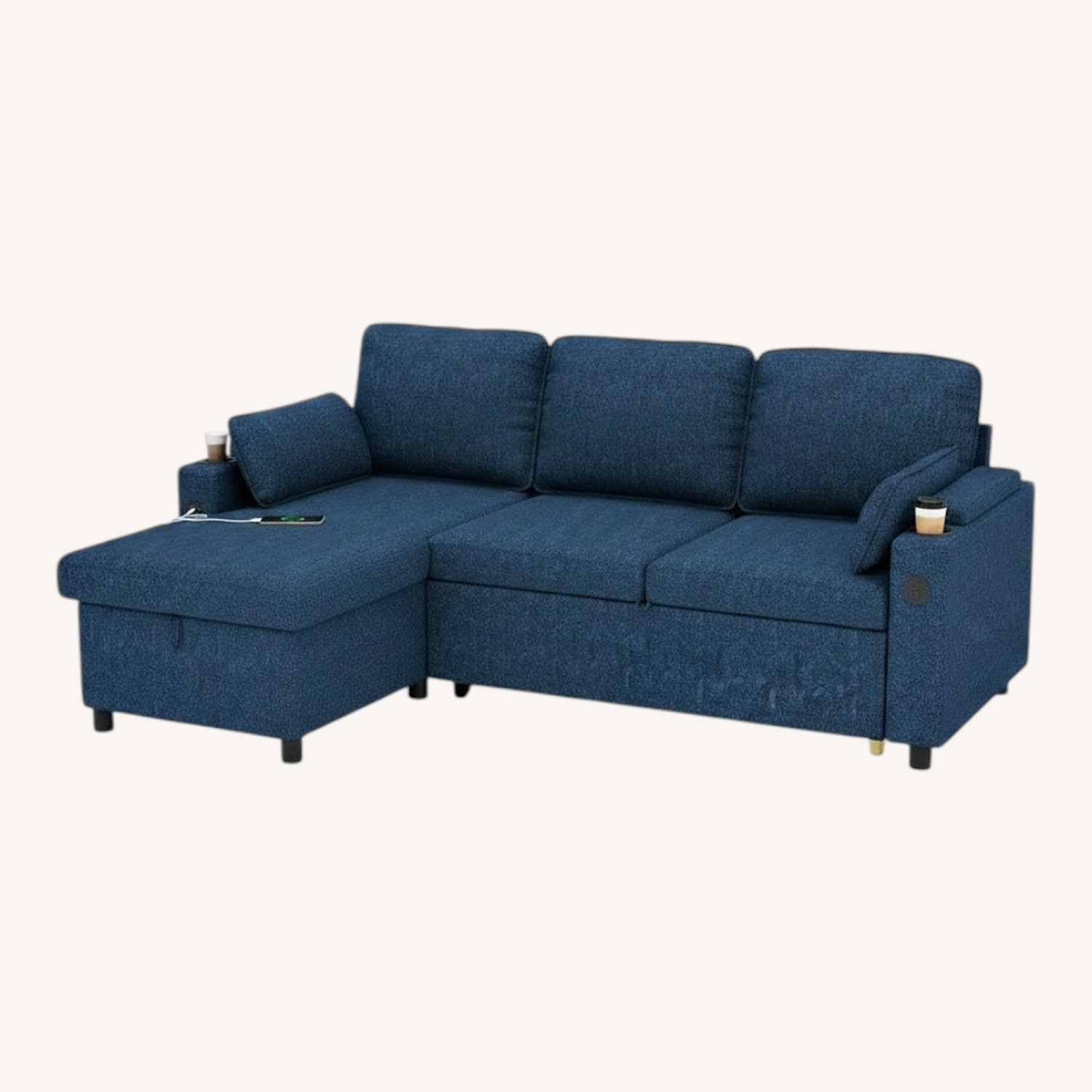 Sofa Bed Sleeper W Reversible Storage Chaise - image-0