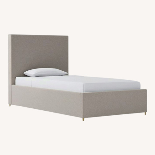 Used West Elm Emmet Low Profile Light Gray Velvet Full Bed for sale on AptDeco