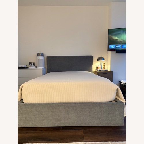 Used West Elm Emmet Low Profile Light Gray Velvet Full Bed for sale on AptDeco