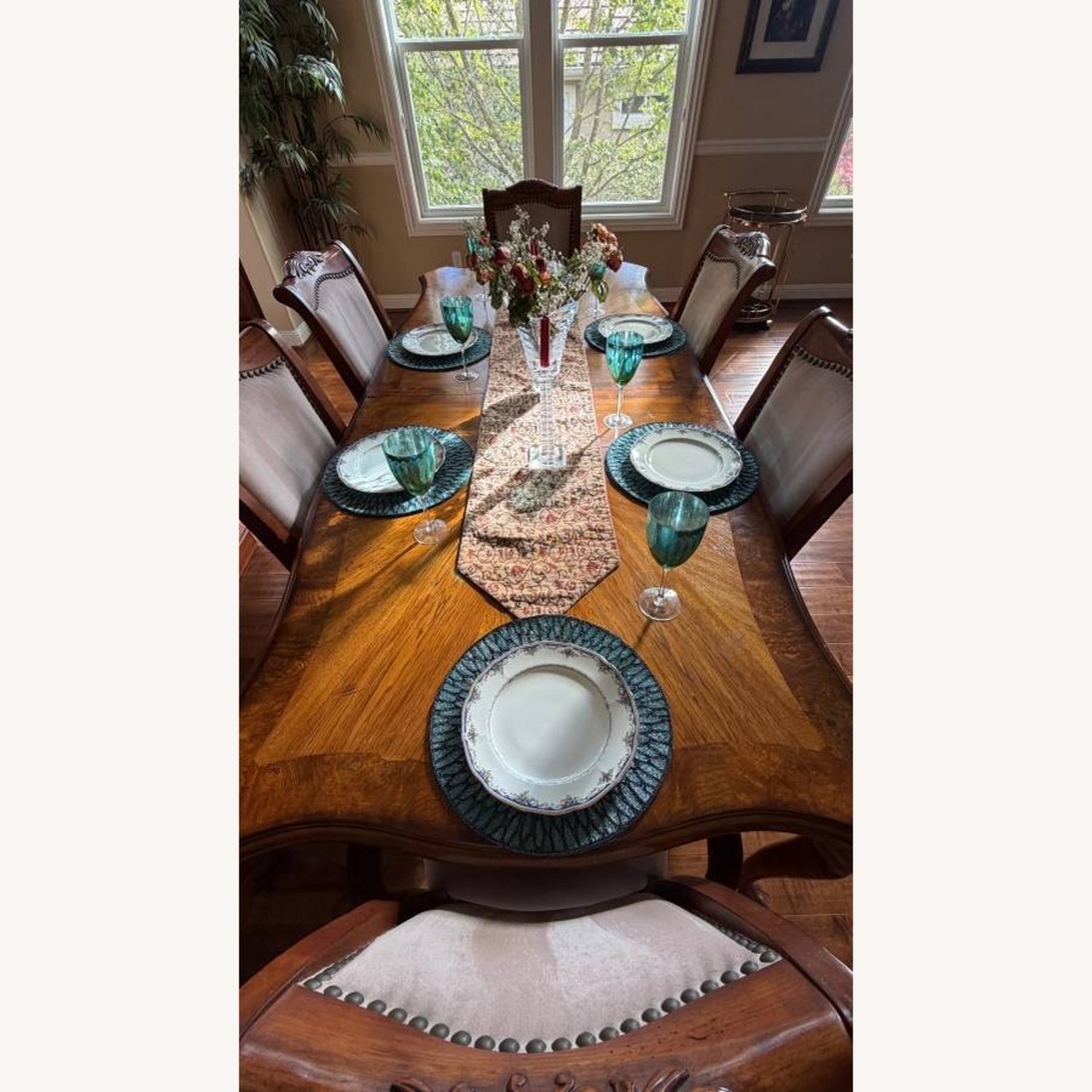Dining Table with 6 Chairs With Backrest - image-1
