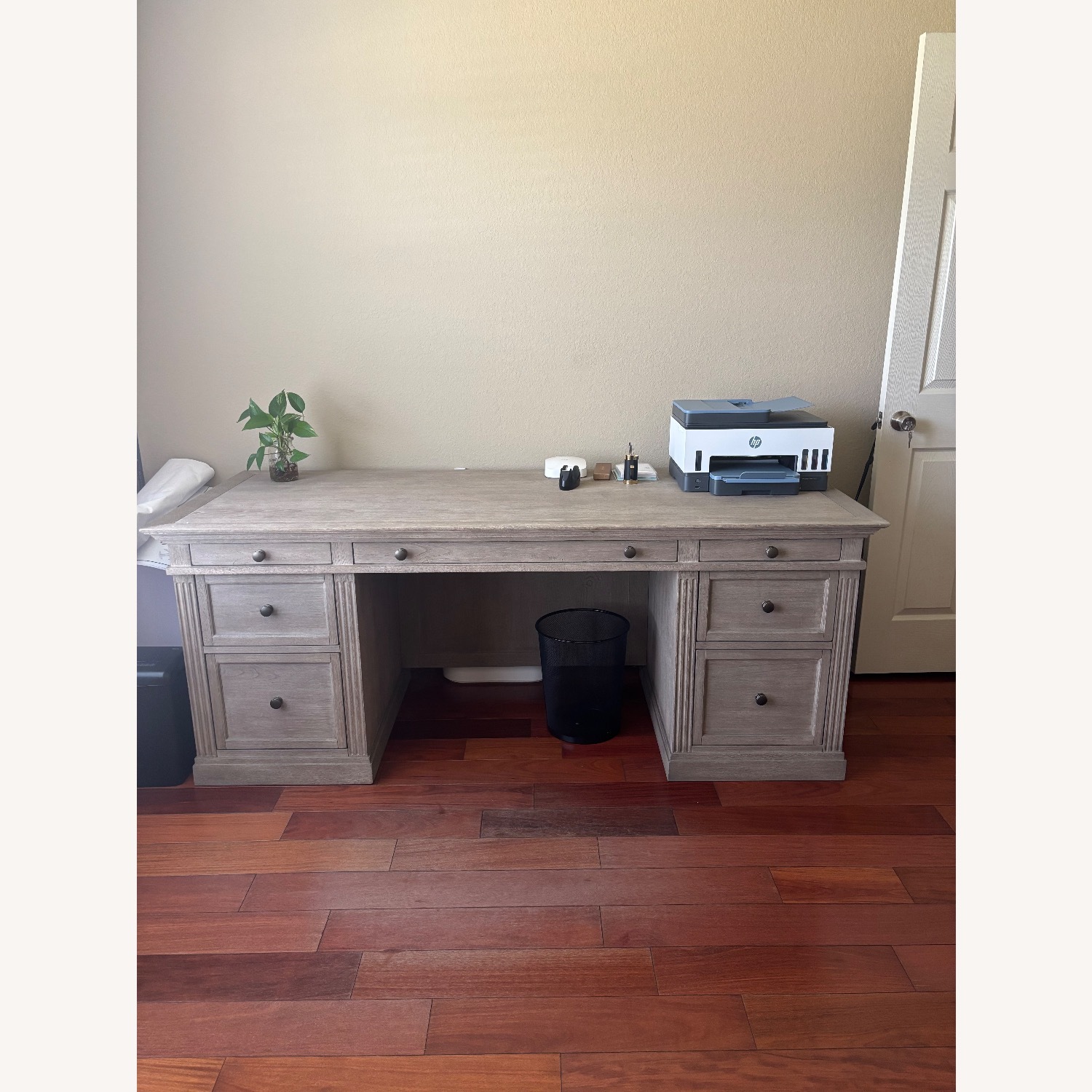 Pottery Barn Livingston Light Gray Wood Desk - image-1