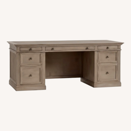 Used Pottery Barn Livingston Light Gray Wood Desk for sale on AptDeco