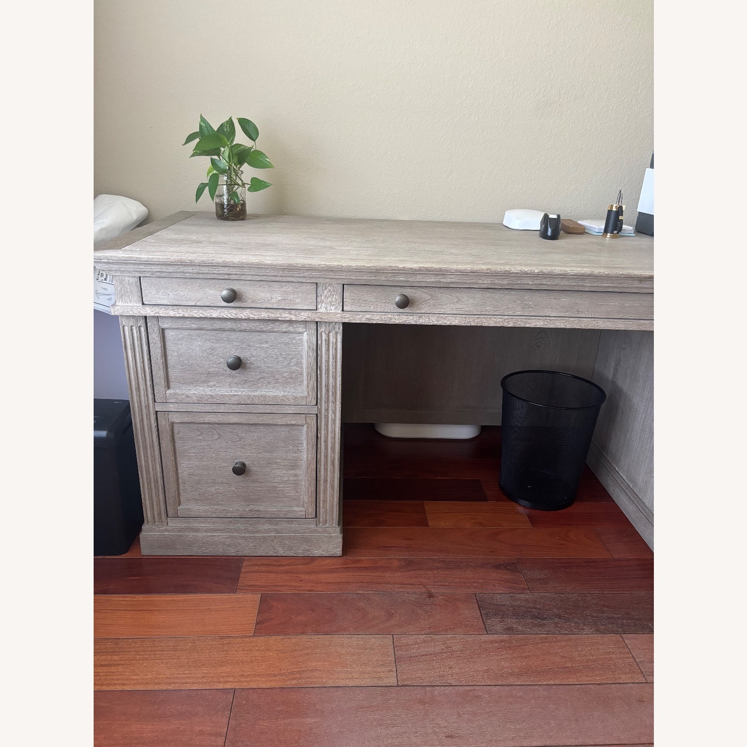 Pottery Barn Livingston Light Gray Wood Desk - image-2