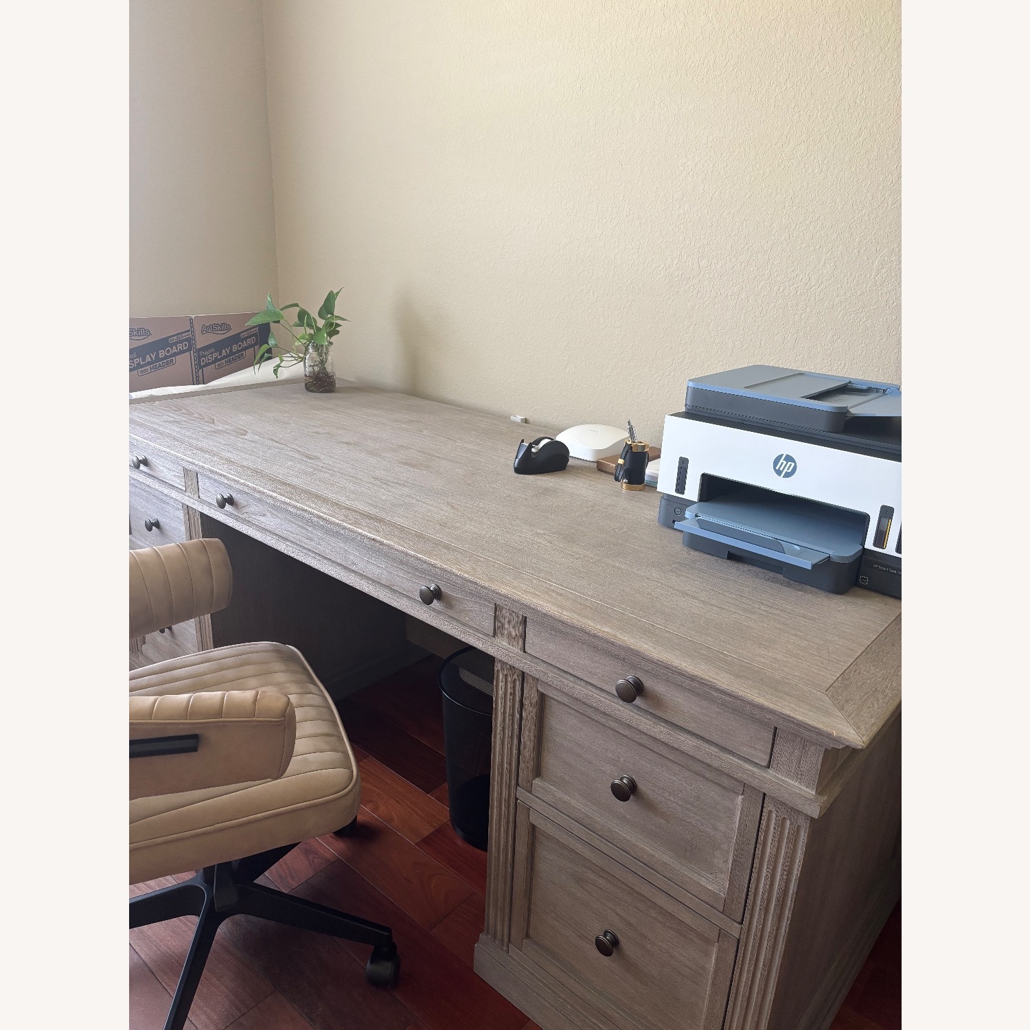 Pottery Barn Livingston Light Gray Wood Desk - image-4