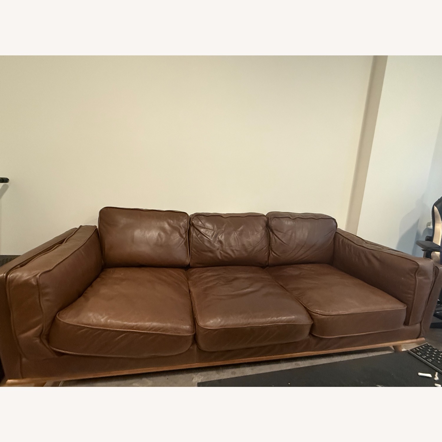 Article Timber 90" Leather Sofa - Charme Chocolate - image-1