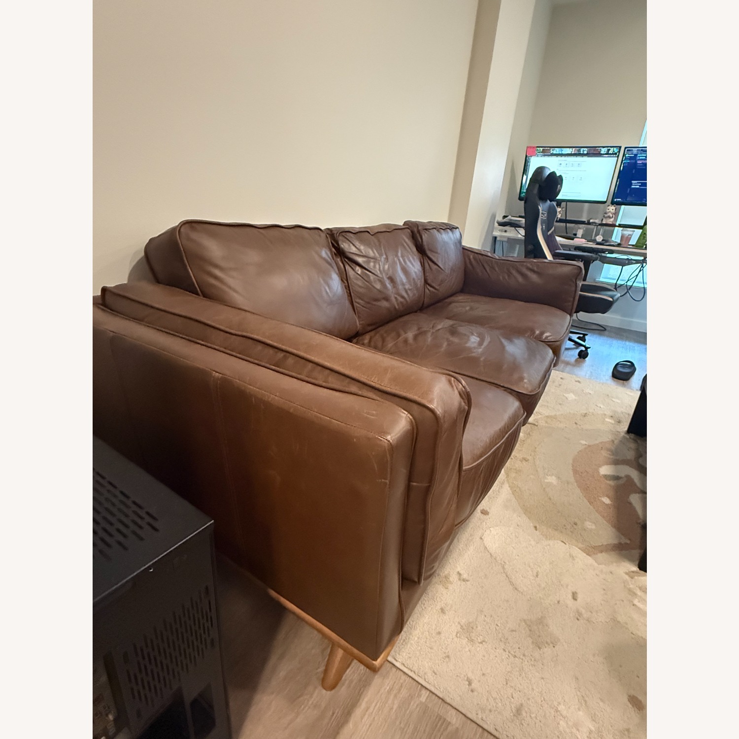 Article Timber 90" Leather Sofa - Charme Chocolate - image-3