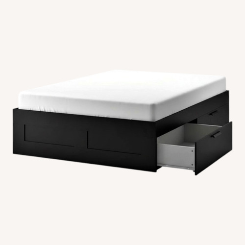 Used IKEA Brimnes Black Queen Bed for sale on AptDeco