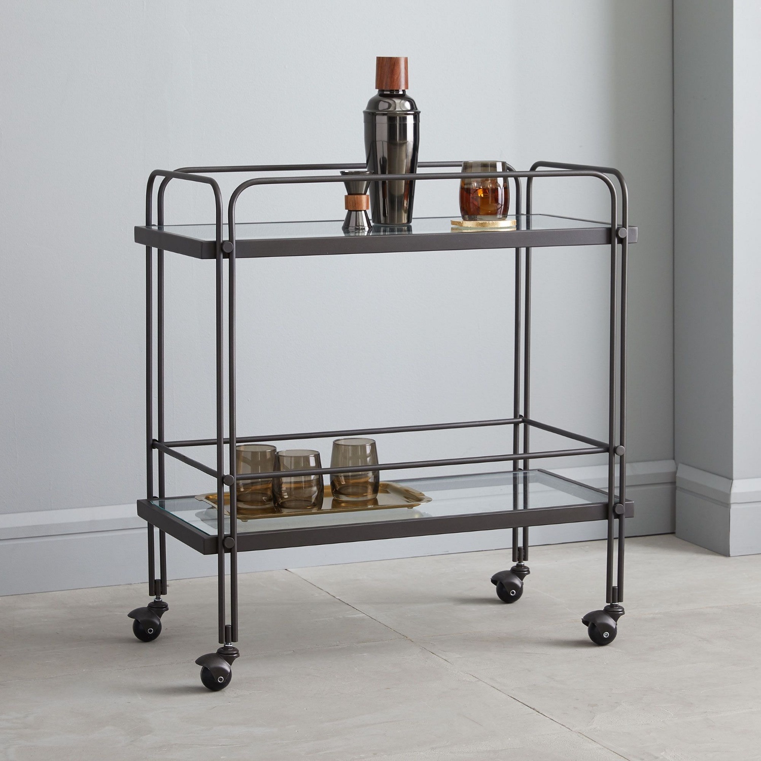 West Elm Fulton Dark Gray Metal Bar Cart - image-4