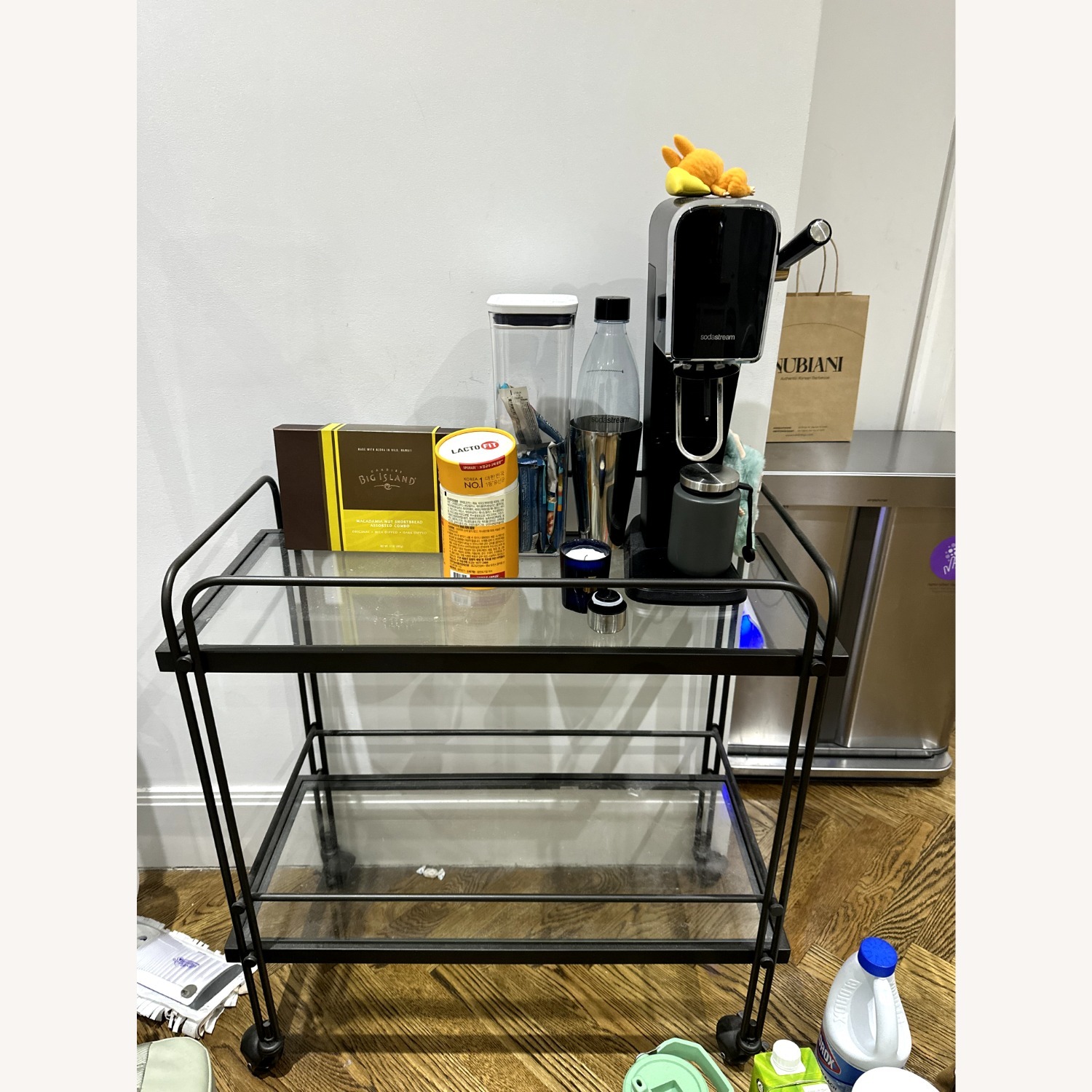 West Elm Fulton Dark Gray Metal Bar Cart - image-1