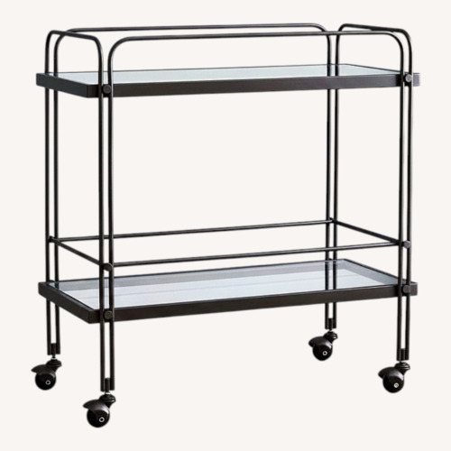 Used West Elm Fulton Dark Gray Metal Bar Cart for sale on AptDeco