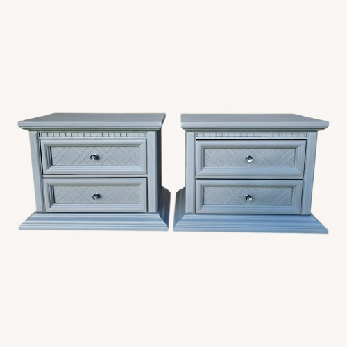 Used Vintage Oak Nightstands With Lattice Inlay for sale on AptDeco