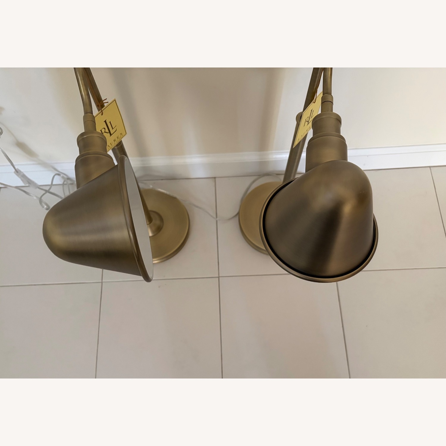Ralph Lauren Adjustable Antique Brass Table Lamps - image-5