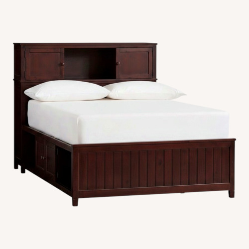 Used Pottery Barn Teen Beadboard Dark Brown Wood Full Bed for sale on AptDeco