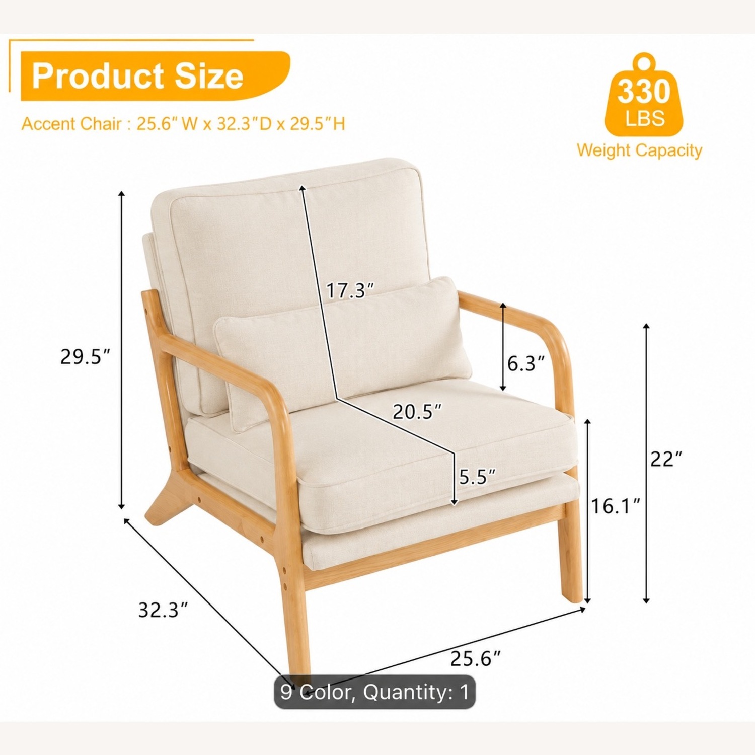  Beige Accent Chair - image-2
