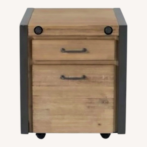 Used Living Spaces Whistler Natural Wood Filing Cabinet for sale on AptDeco