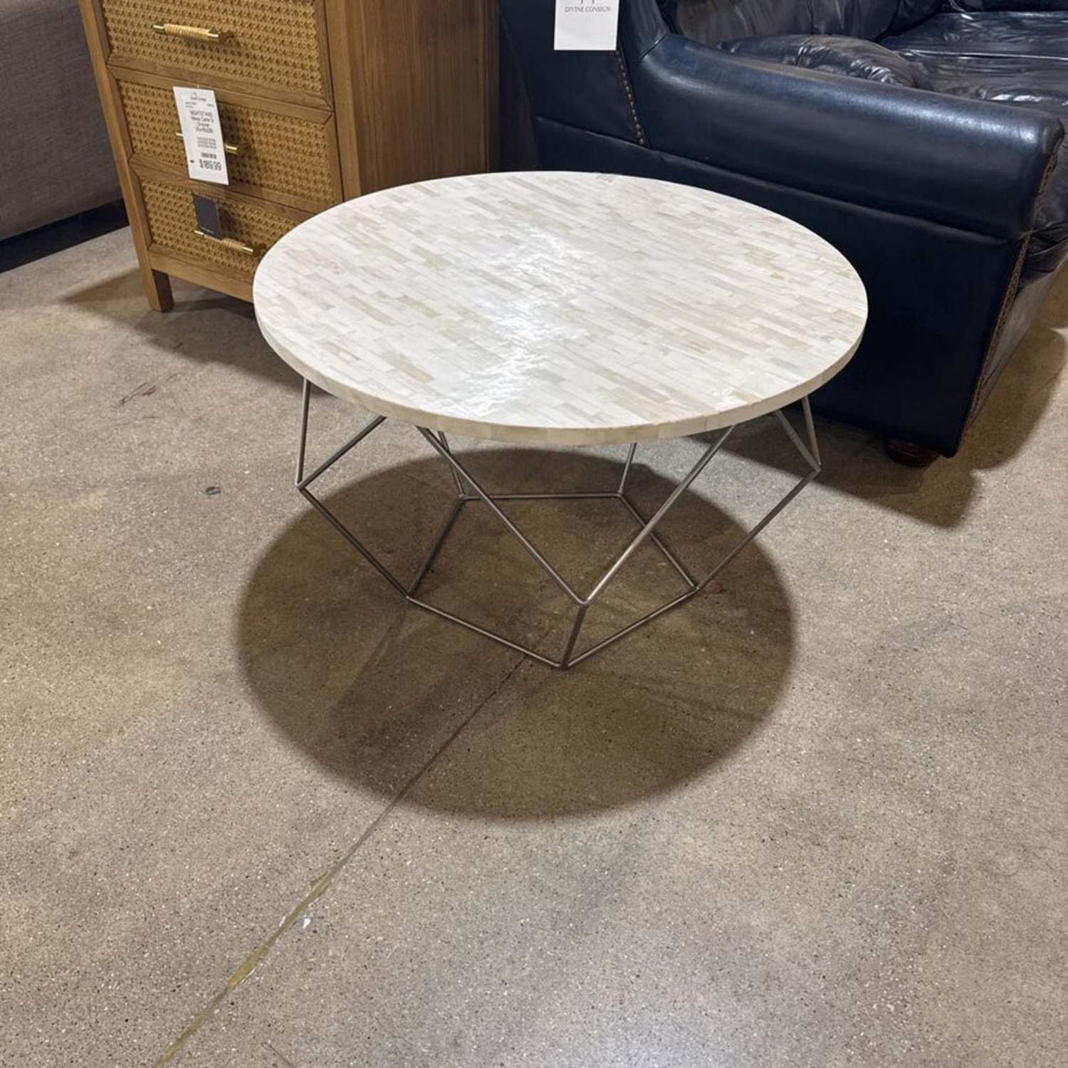 Mosaic Round Top W Sculptural Base Coffee Table - image-4
