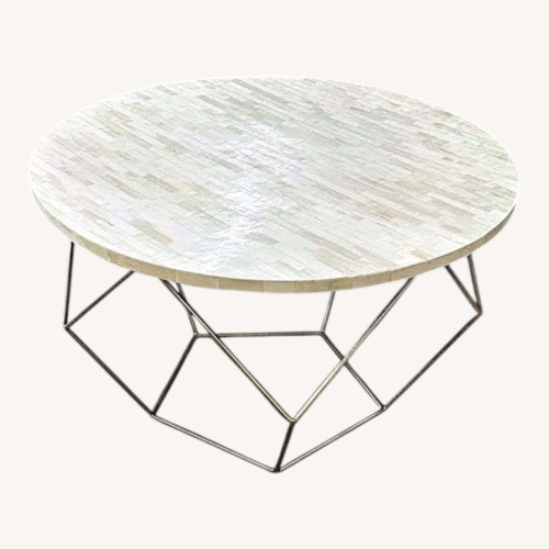 Used Mosaic Round Top W Sculptural Base Coffee Table for sale on AptDeco