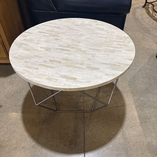 Used Mosaic Round Top W Sculptural Base Coffee Table for sale on AptDeco