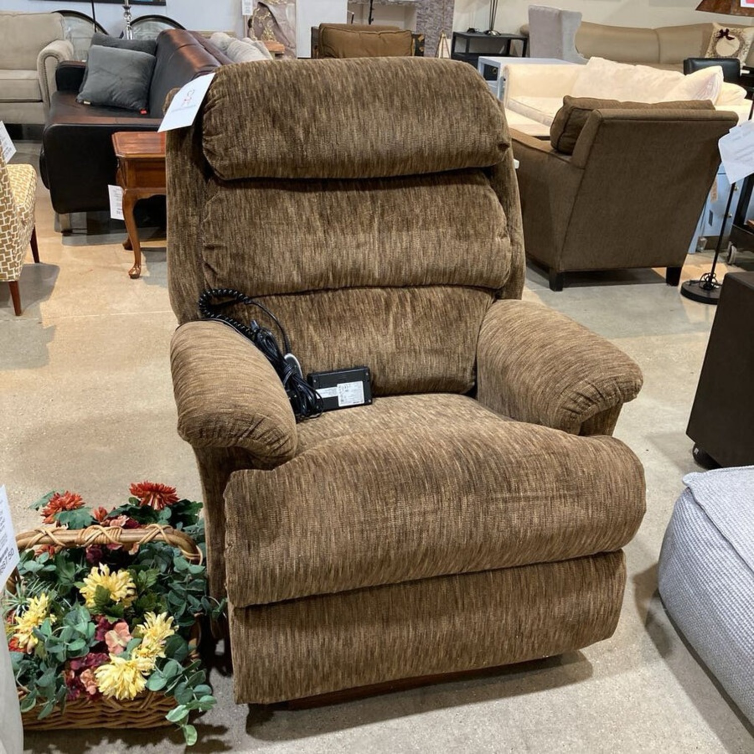 Padded Fabric Power Recliner - image-1
