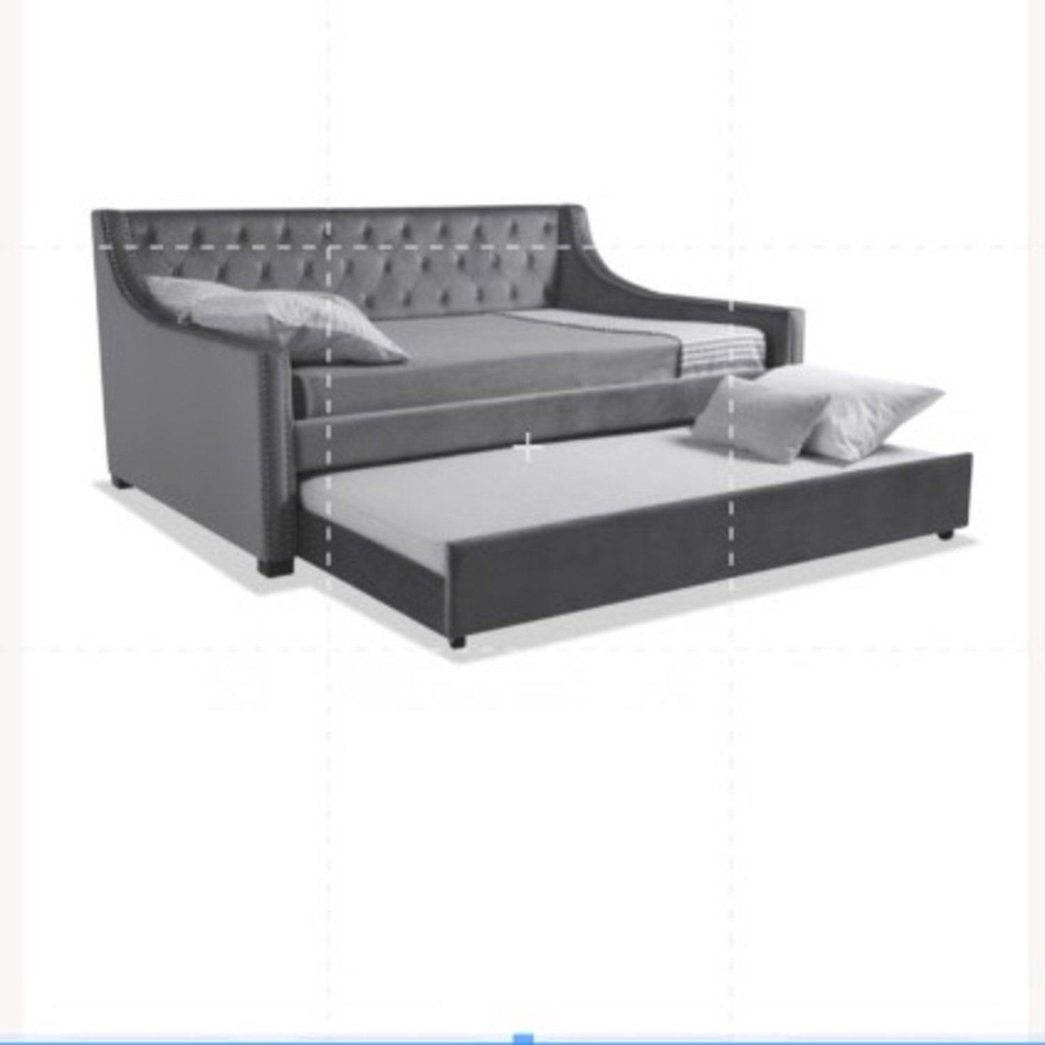 Chloe Grey Velvet Tufted Twin Trundle Day Bed  - image-6