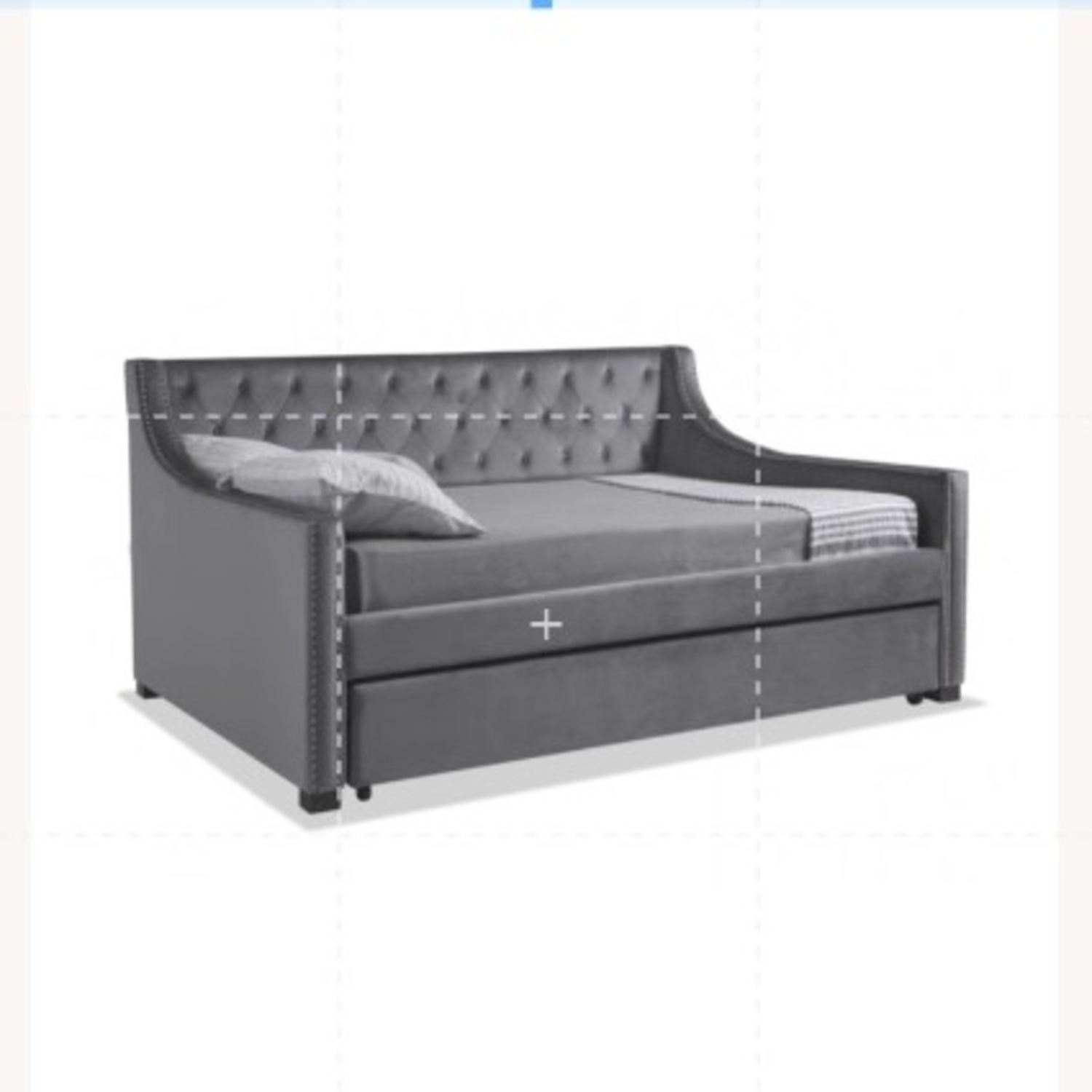 Chloe Grey Velvet Tufted Twin Trundle Day Bed  - image-4