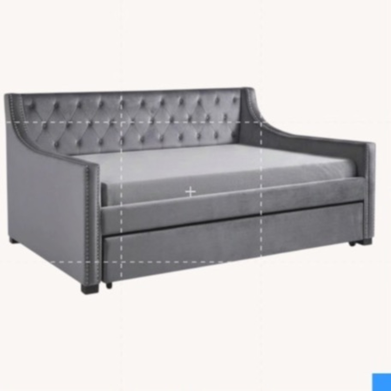 Chloe Grey Velvet Tufted Twin Trundle Day Bed  - image-5