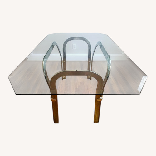 Used Vintage Hollywood Regency Large Glass Dining Table for sale on AptDeco