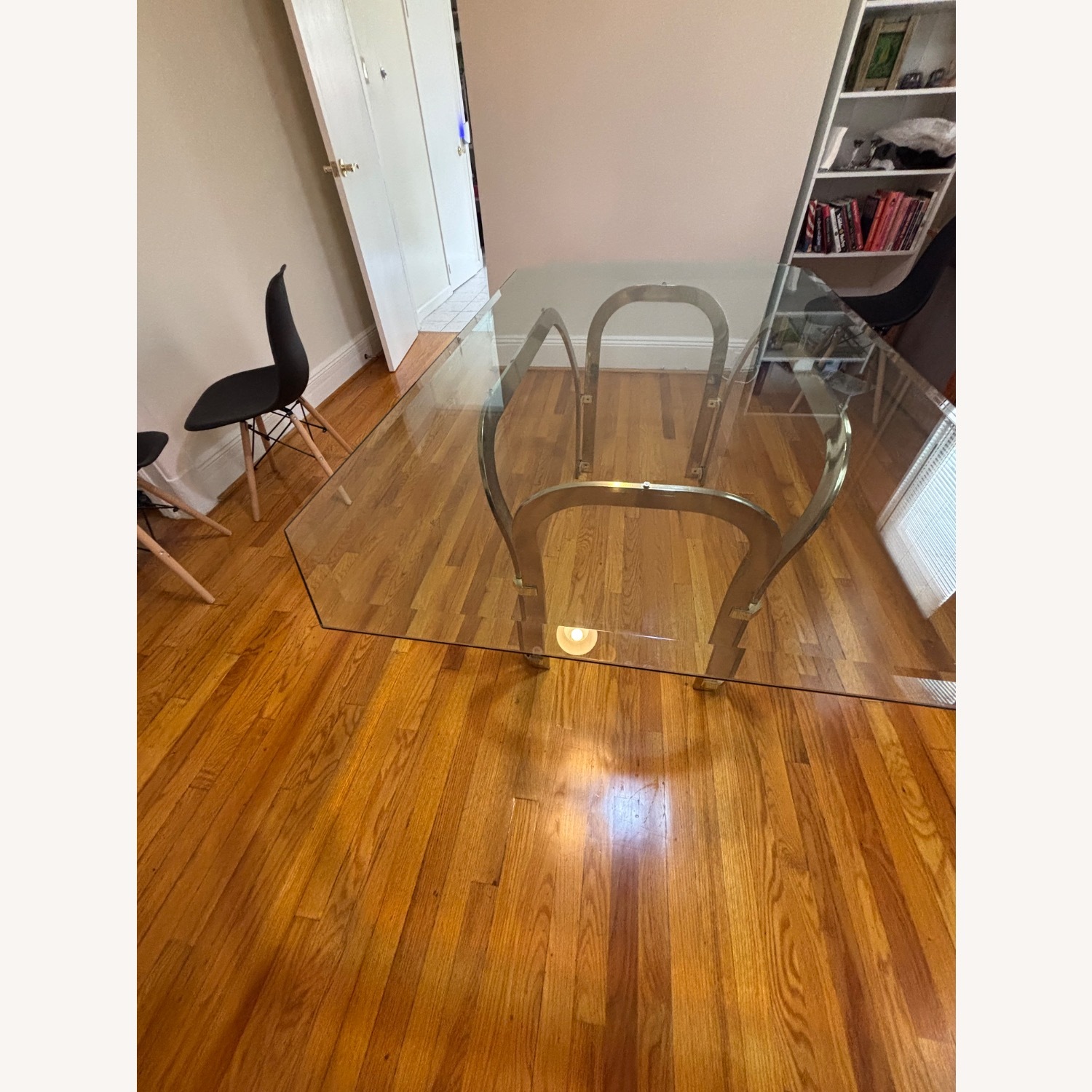 Vintage Hollywood Regency Large Glass Dining Table - image-1