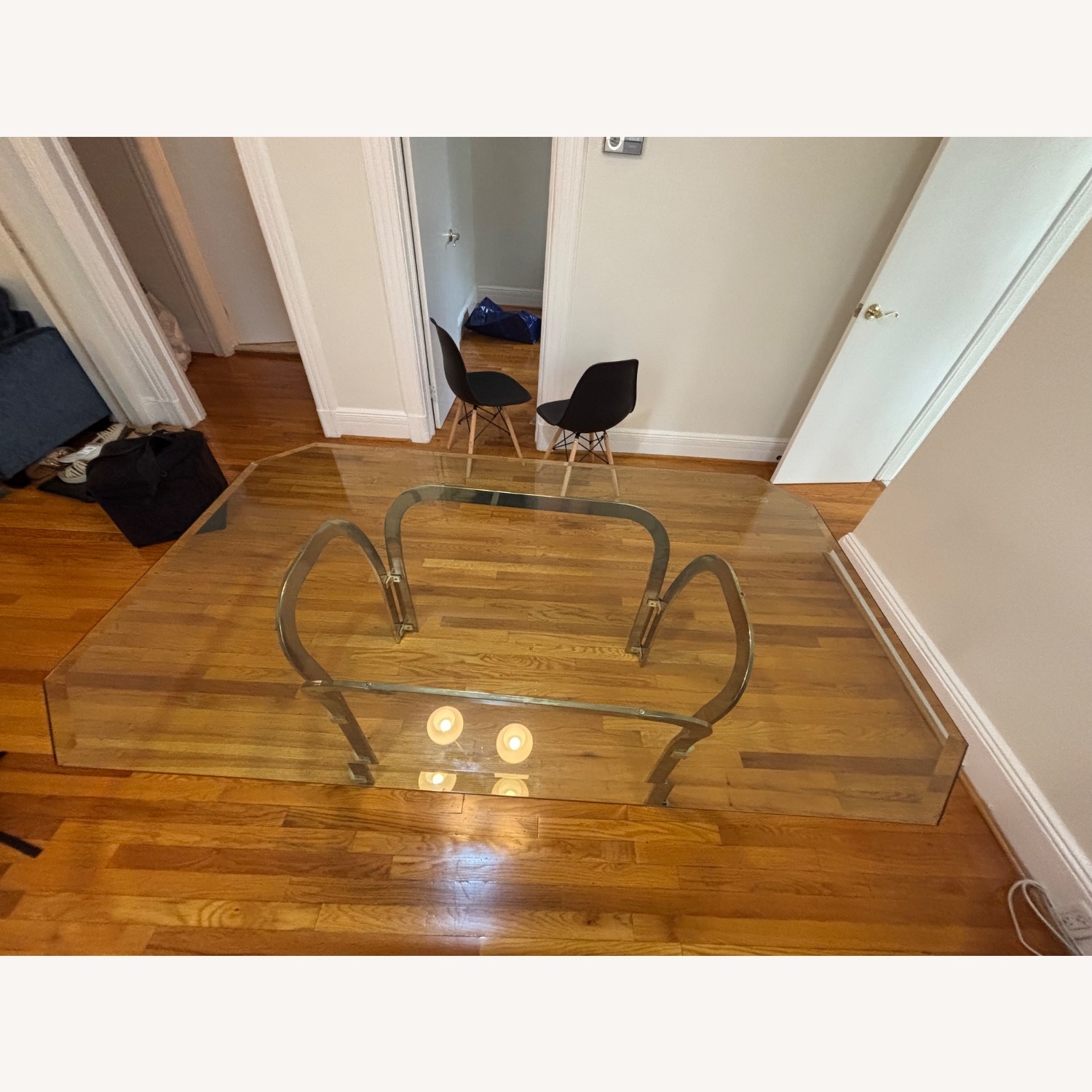 Vintage Hollywood Regency Large Glass Dining Table - image-3