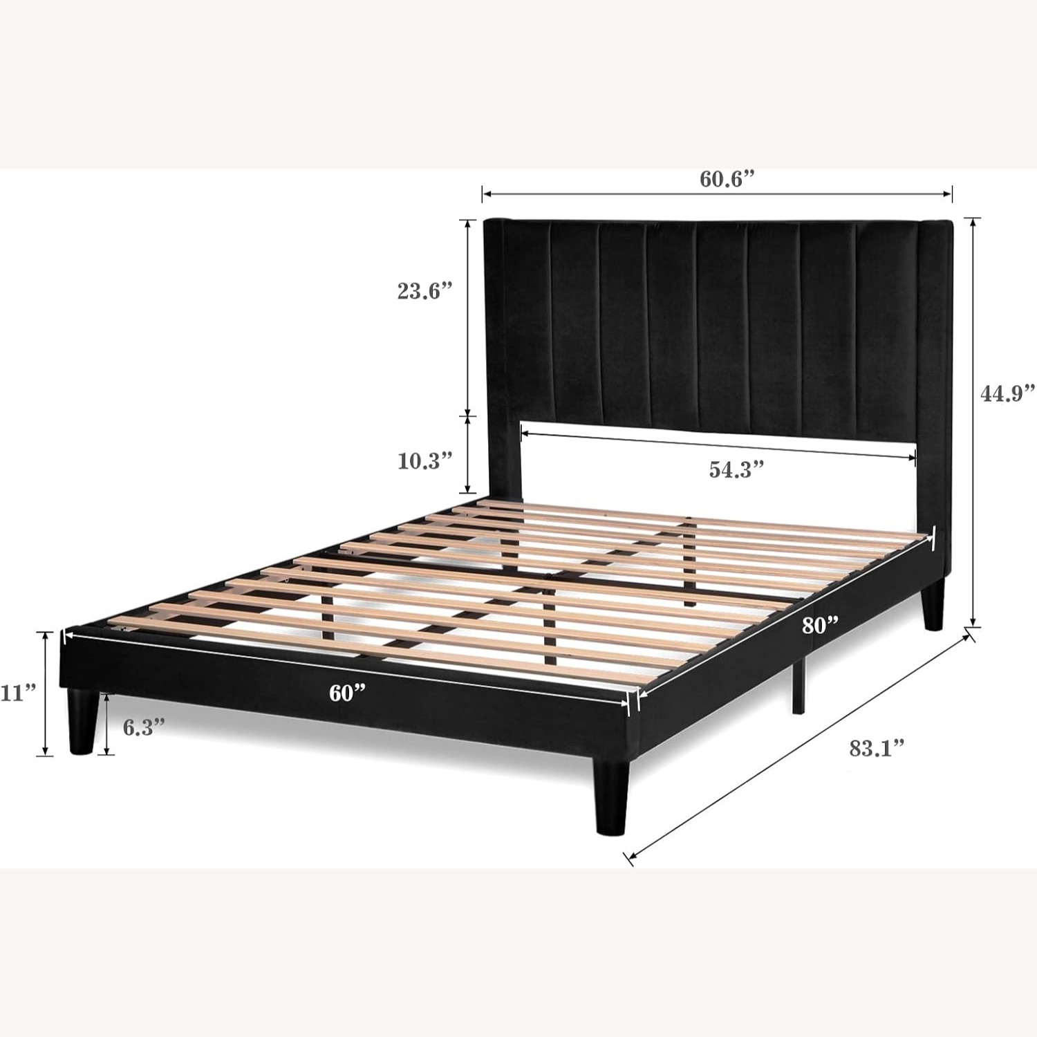 Black Velvet Queen Bed Frame - image-3