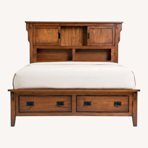Used Bob's Discount Furniture Mission Oak II Natural King Bed for sale on AptDeco