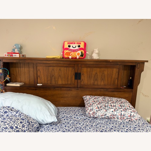 Used Bob's Discount Furniture Mission Oak II Natural King Bed for sale on AptDeco