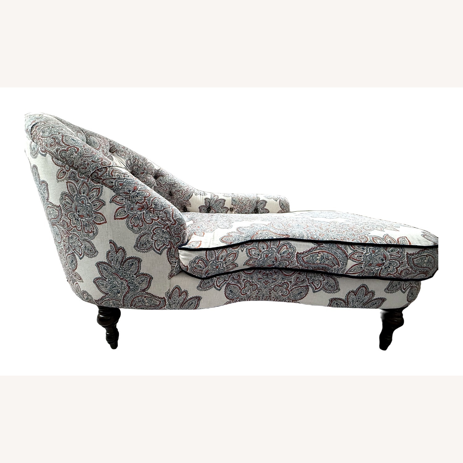 Helena 65" Linen Chaise (Kim Salmela), Blue/Orange - image-2