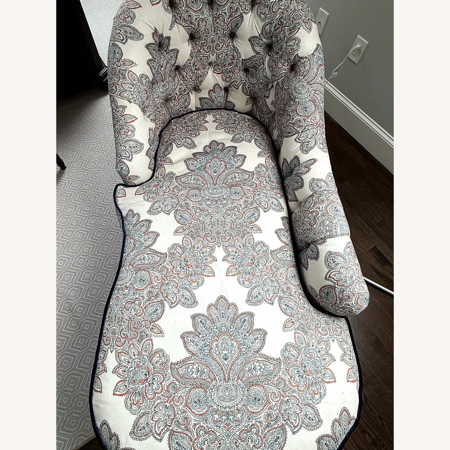 Helena 65" Linen Chaise (Kim Salmela), Blue/Orange - image-4