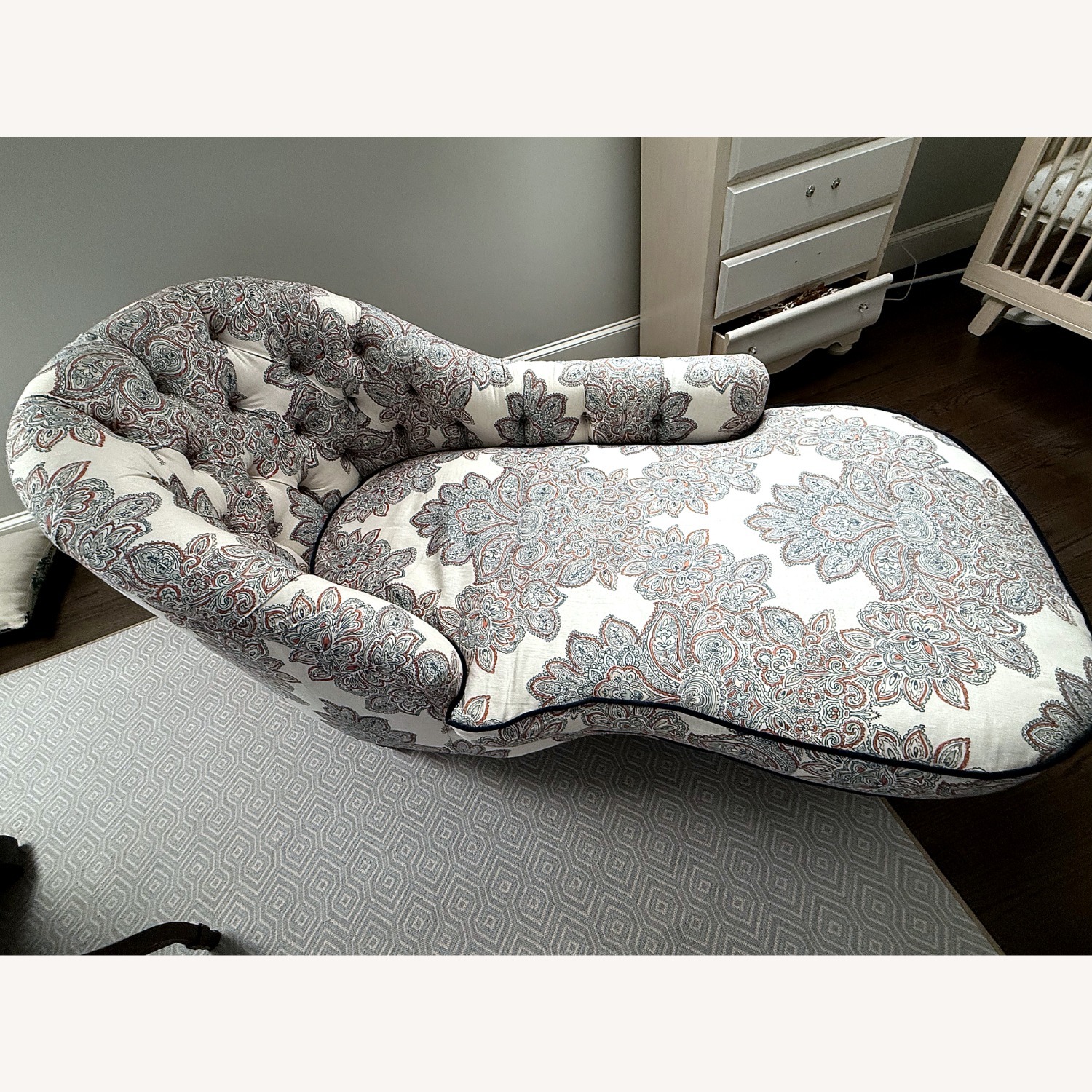 Helena 65" Linen Chaise (Kim Salmela), Blue/Orange - image-3