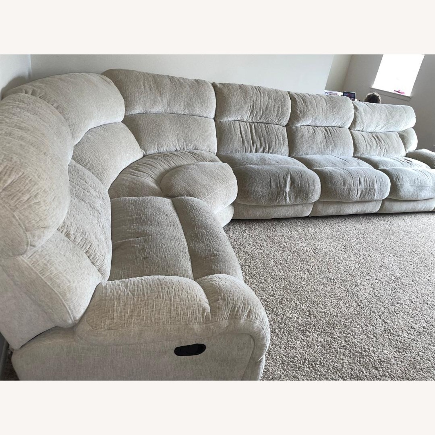 American Signature 5 Piece Manual Reclining Sectional Wave Ivory - image-2