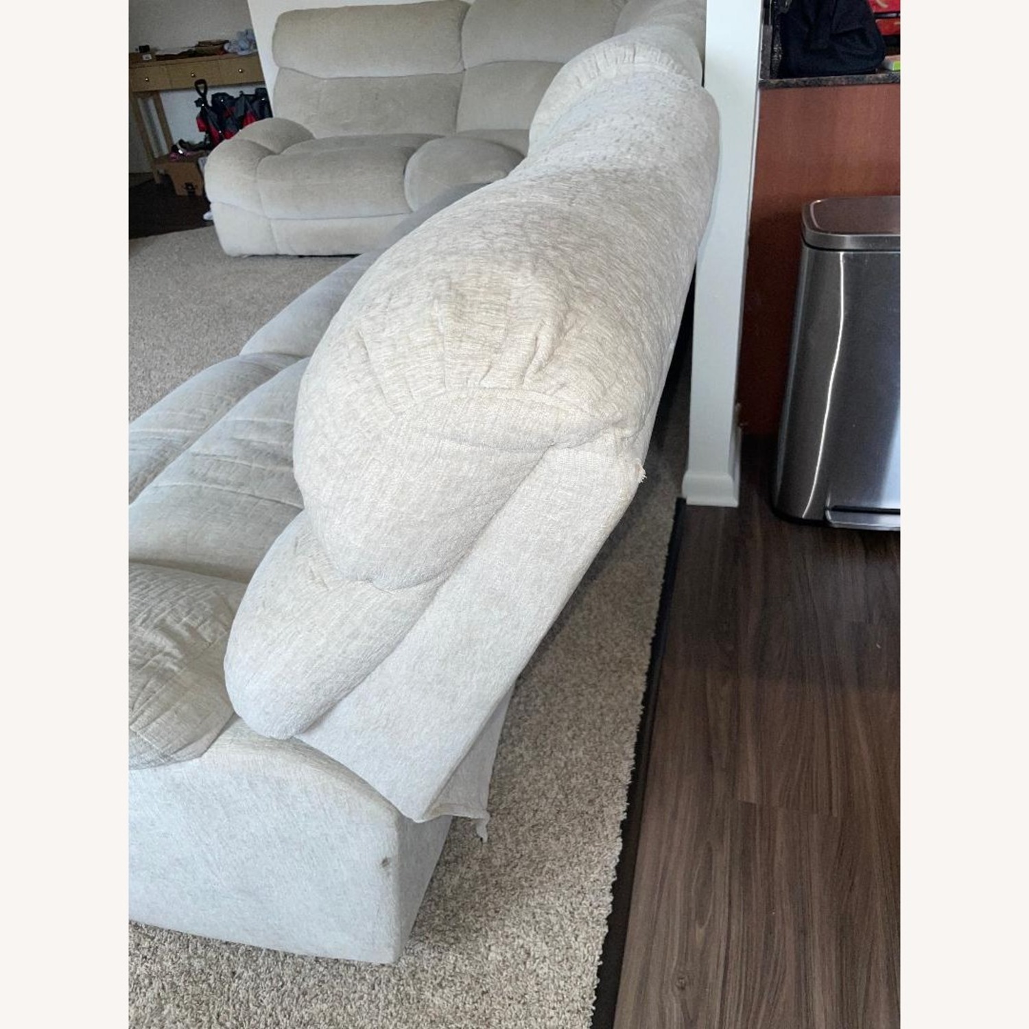 American Signature 5 Piece Manual Reclining Sectional Wave Ivory - image-3