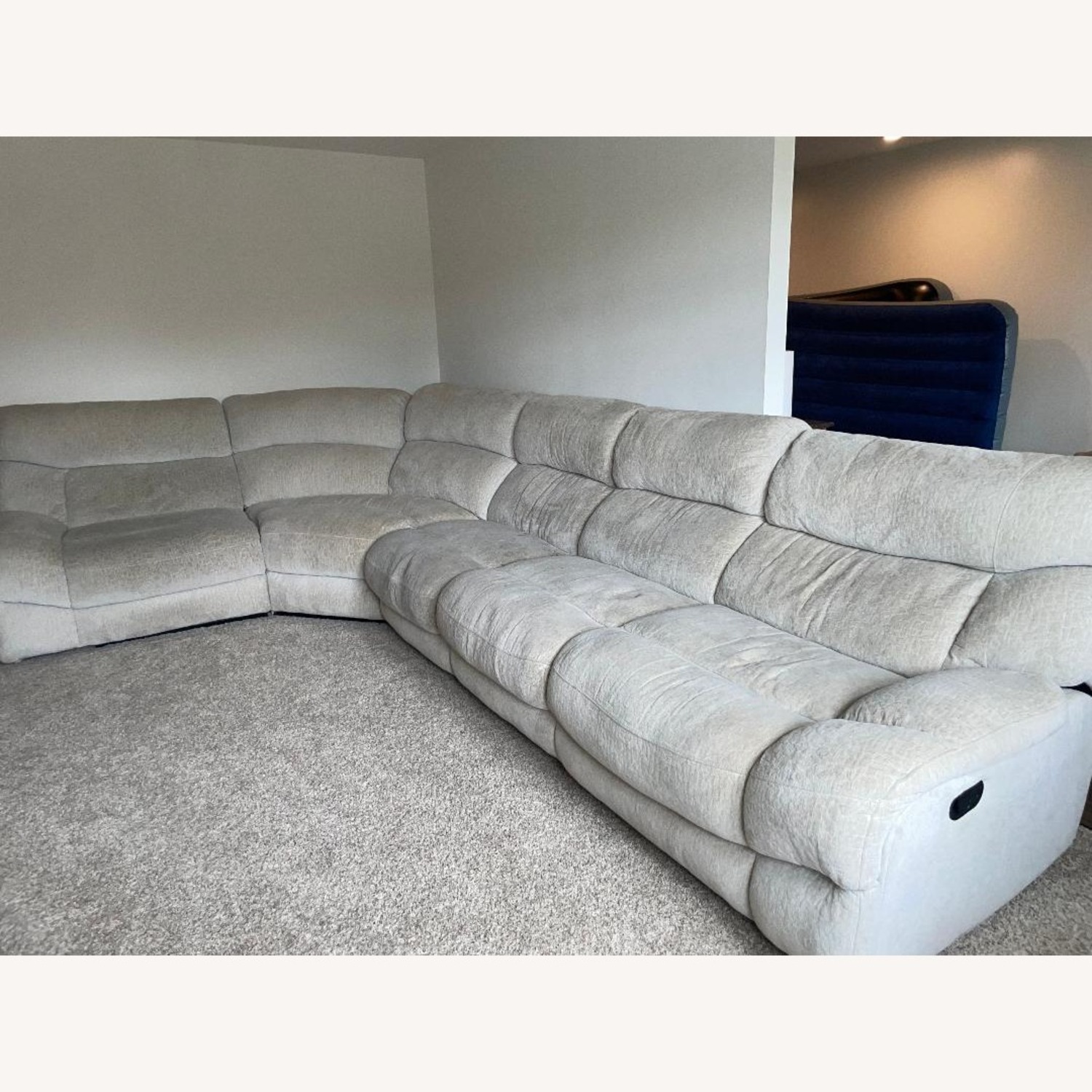 American Signature 5 Piece Manual Reclining Sectional Wave Ivory - image-1