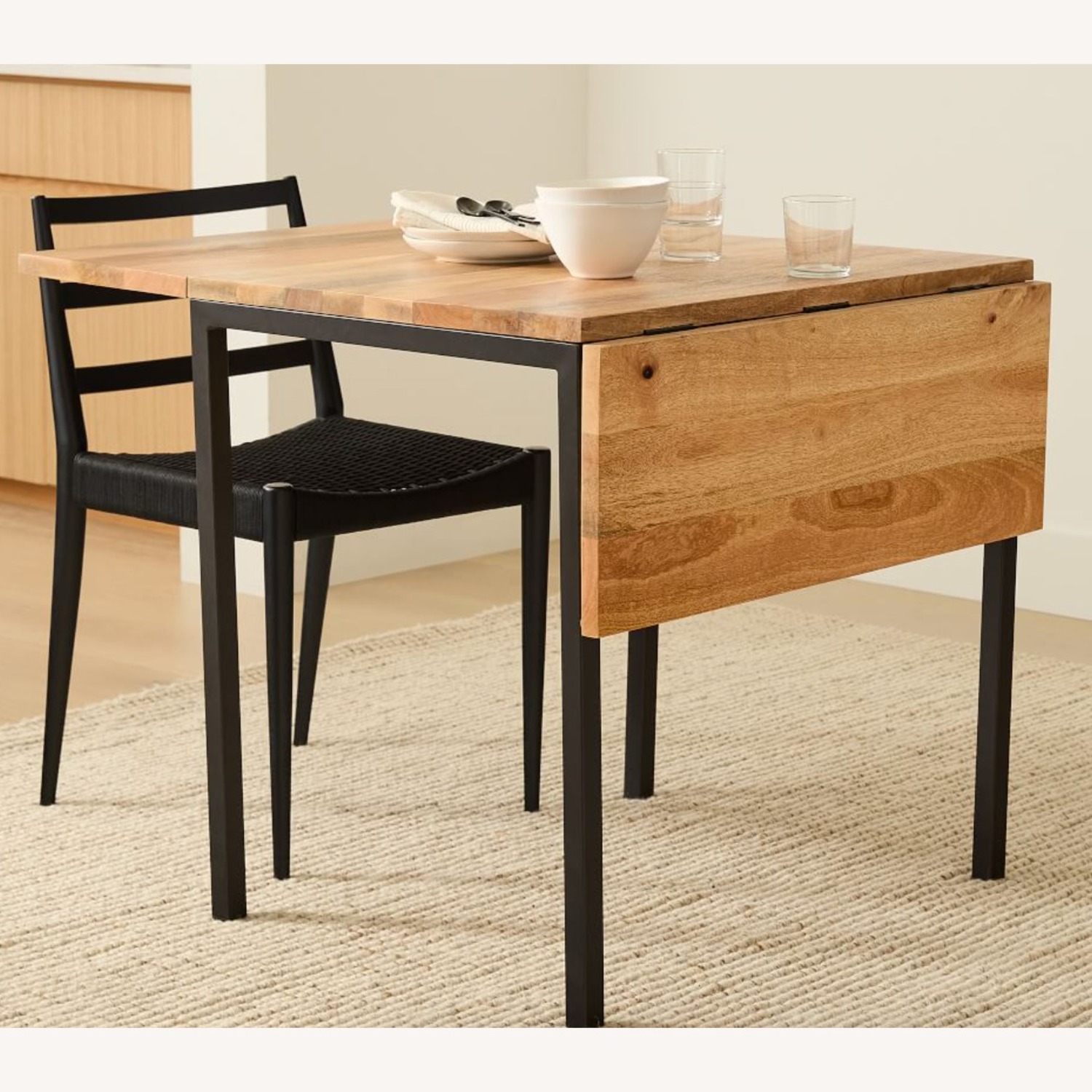 West Elm Box Frame Drop Leaf Extendable Table  - image-3
