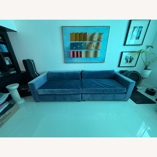 Used Restoration Hardware Blue Velvet 3+ Seater Sofa for sale on AptDeco