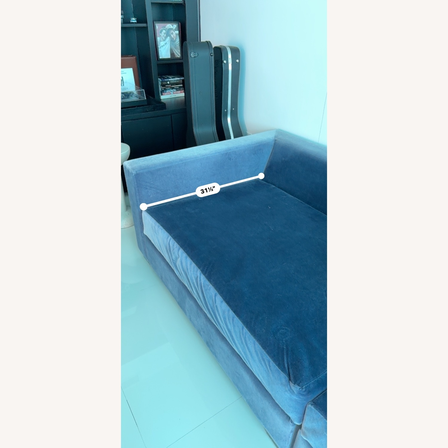 Restoration Hardware Blue Velvet 3+ Seater Sofa - image-8