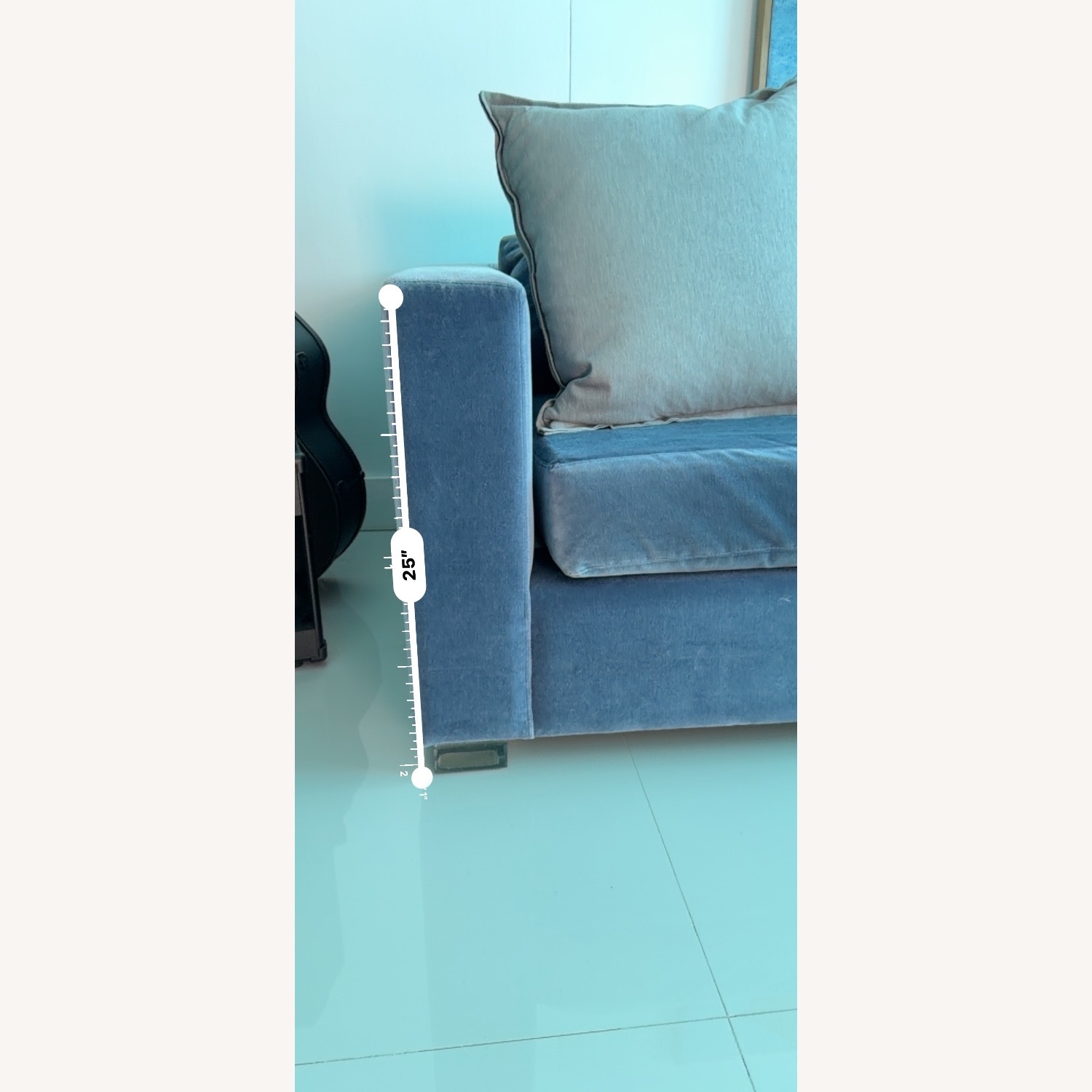 Restoration Hardware Blue Velvet 3+ Seater Sofa - image-9