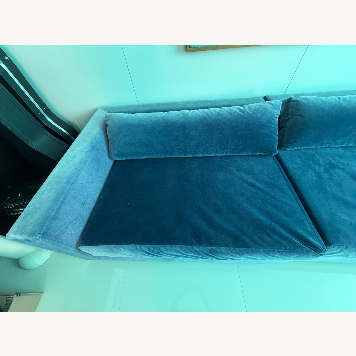 Restoration Hardware Blue Velvet 3+ Seater Sofa - image-6