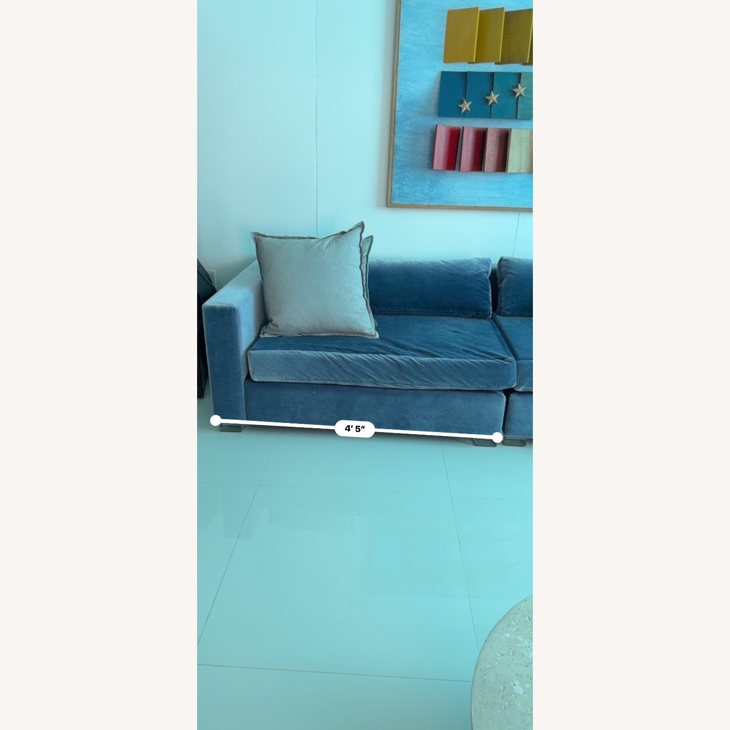 Restoration Hardware Blue Velvet 3+ Seater Sofa - image-11