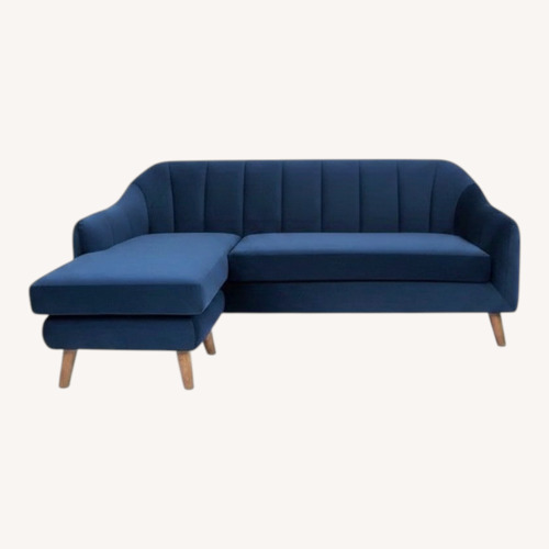 Used Blue Velvet Desmond Reversible Sectional for sale on AptDeco
